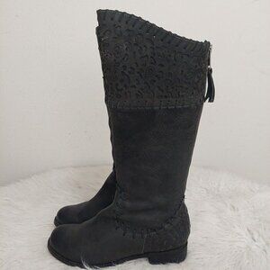 Corral Charlie Indie Spirit Gray Leather Laser  Cut Tall Back Zip  Boos Size 9M